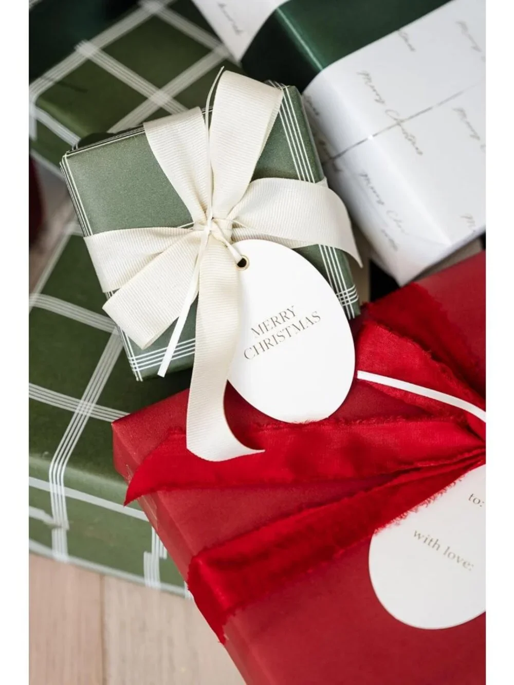 Premium Matte Christmas Wrapping Paper Roll, Gold-Foil Plaid Design, 30